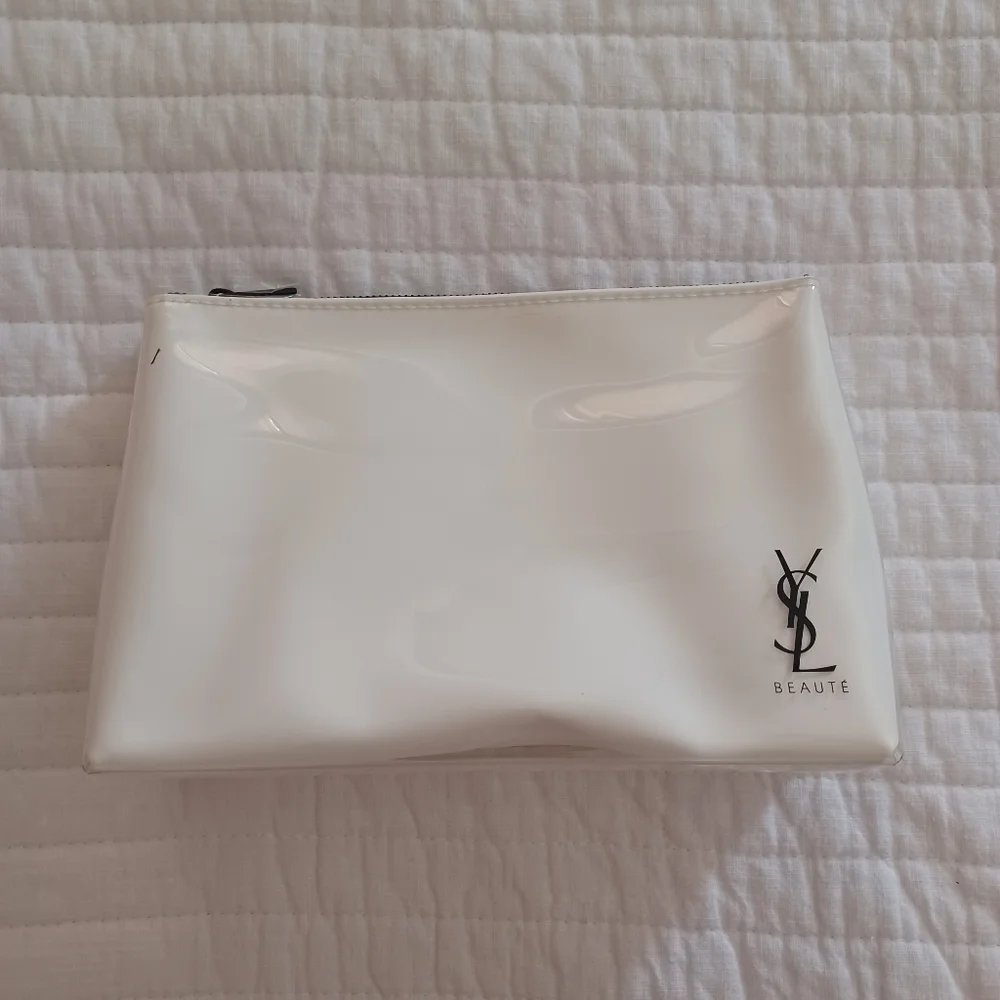Ysl Beaute Cosmetic Bag Travel Pouch waterproof white black inside